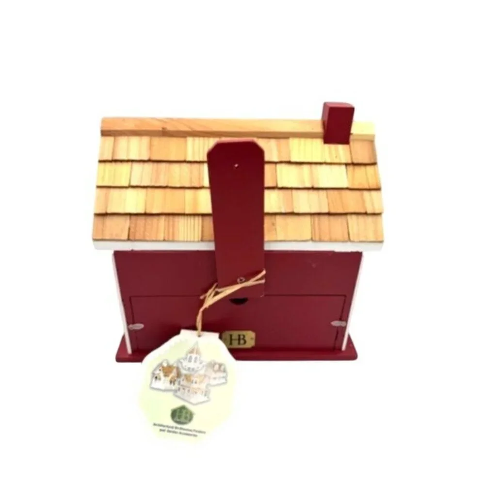 NWT Decorative Red & White Birdhouse w/Shingle Roof & Festive Holiday Accents